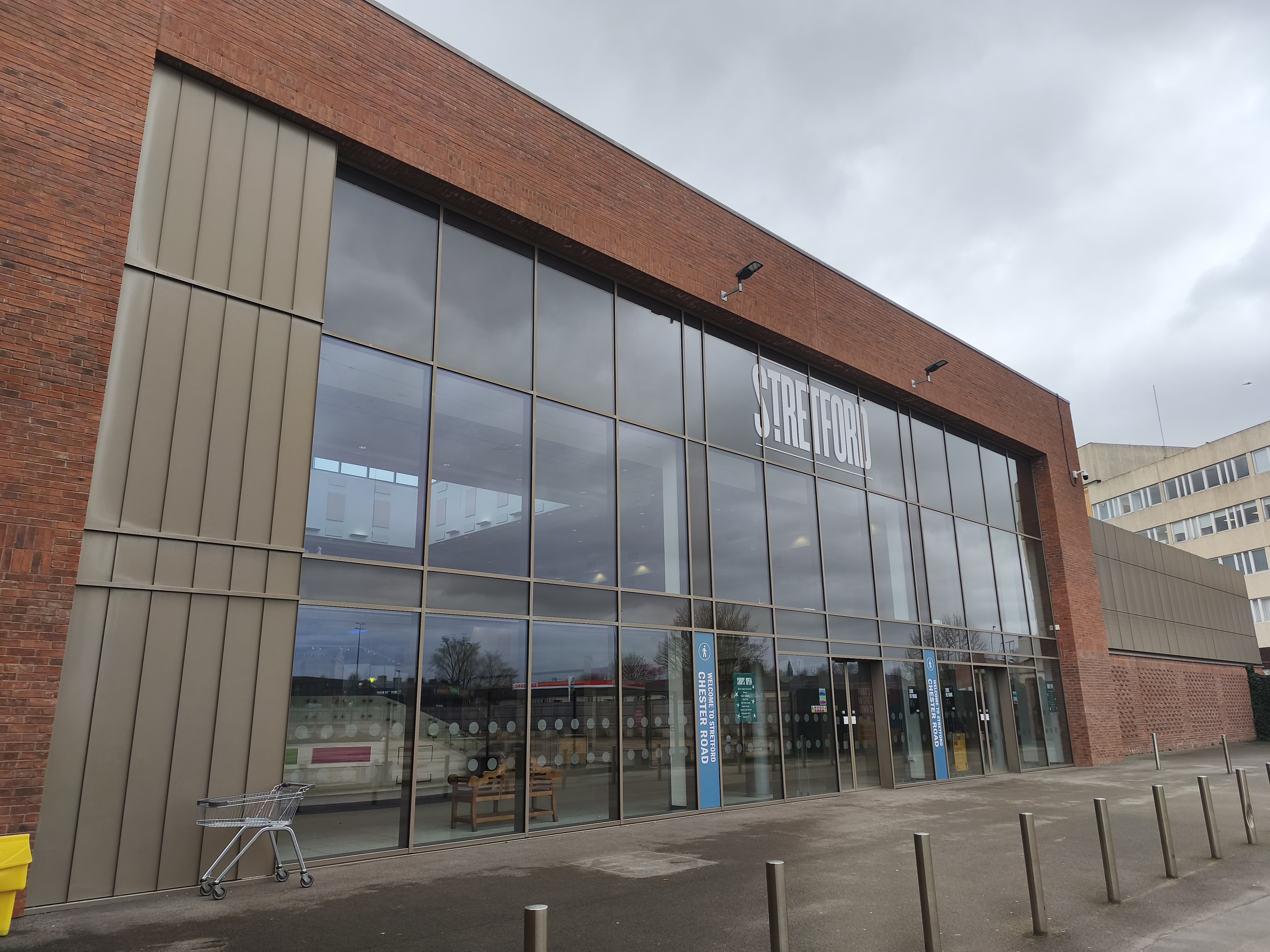 The entrance to the now-demolished Stretford Mall (23rd February 2026).