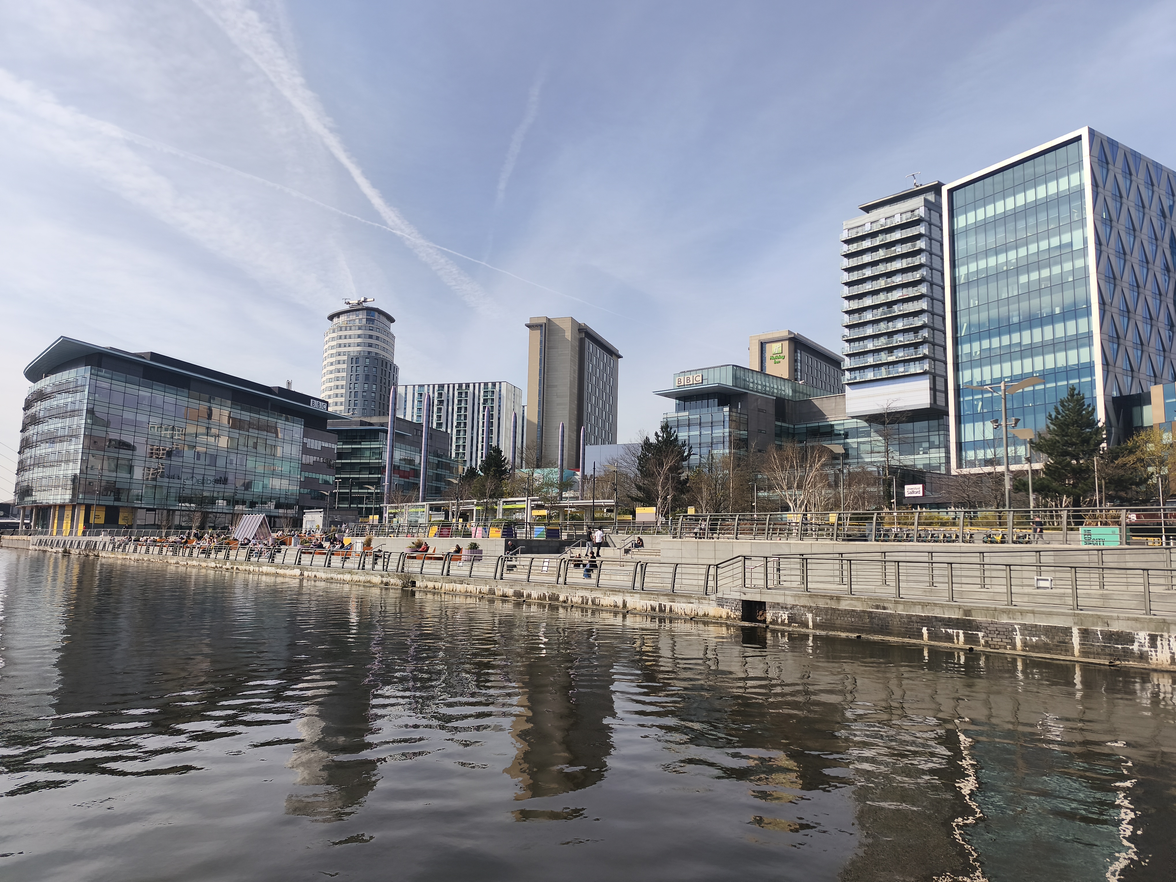 MediaCityUK viewed from The Alchemist bar (19th March 2026).